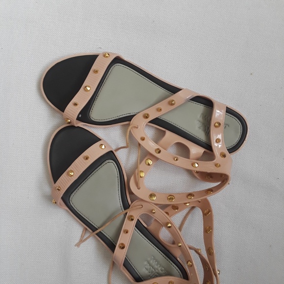 {Melissa x Jason Wu} Artemis Gold Studded Sandals - Picture 2 of 5